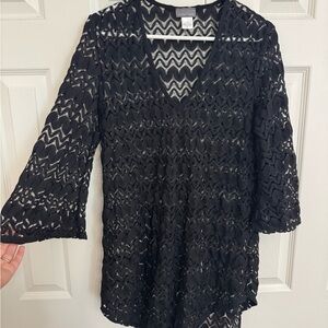 Black Lace V-Neck Tunic